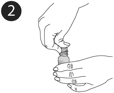 2. Insert the packaged plug into the mouth of the bottle and push down until the plug is completely seated in the neck of the bottle. (Leave plug inserted in the bottle after use.)