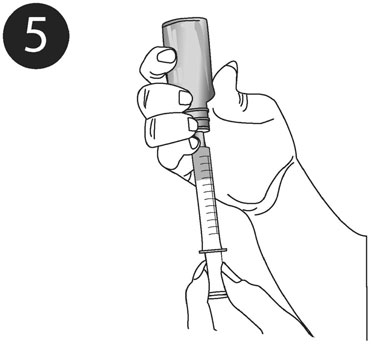 5. While holding the outer barrel of the pipette, pull the plunger up to the level (see markings on side) that equals the dosage prescribed by your physician.