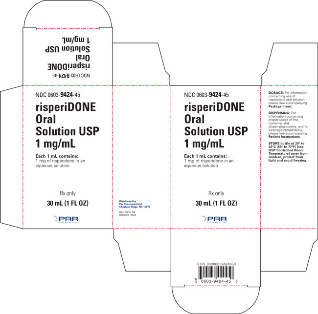 This is an image of the 30 mL carton for risperiDONE Oral Solution USP 1 mg/mL.