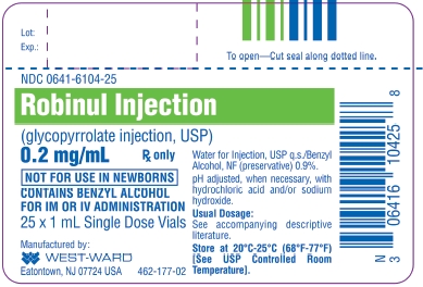 Robinul Injection (glcopyrrolate injection, USP) 0.2 mg/mL 25 x 1 mL Single Dose Vials