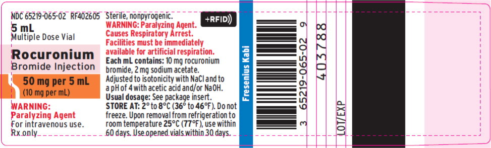 PACKAGE LABEL – PRINCIPAL DISPLAY PANEL – Rocuronium 5 mL Multiple Dose Vial Label
