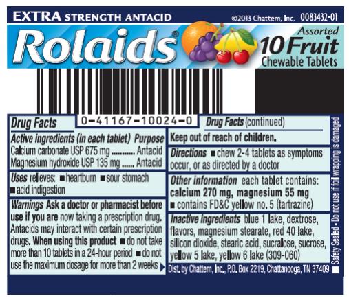 EXTRA STRENGTH ANTACID
Rolaids®
10 Assorted Fruit Chewable Tablets
