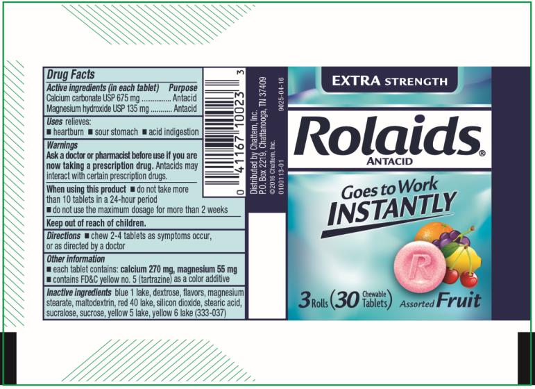 PRINCIPAL DISPLAY PANEL
EXTRA STRENGTH 
Rolaids®
ANTACID
Rapid Relief of:
Heartburn
Acid Indigestion
3 Rolls 
30 Chewable Tablets
Assorted Fruit 
