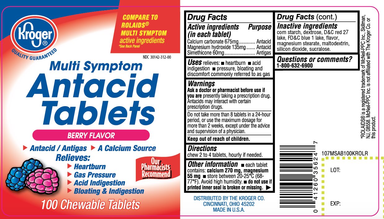 Kroger Multi Symptom Antacid Tablets Berry Flavor
