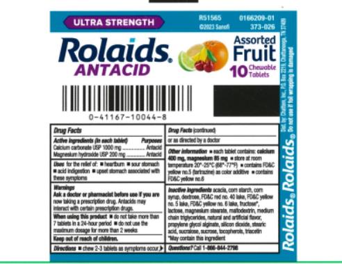 PRINCIPAL DISPLAY PANEL
ULTRA STRENGTH ANTACID
Rolaids®
10 Assorted Fruit Chewable Tablets
