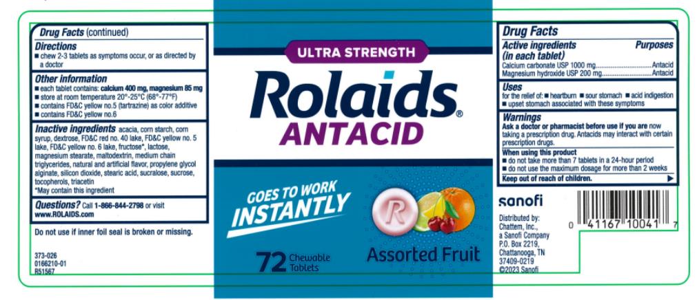 PRINCIPAL DISPLAY PANEL
ULTRA STRENGTH ANTACID
Rolaids®
Rapid Relief of:
Heartburn
Acid Indigestion
72 Chewable Tablets
Assorted Fruit
