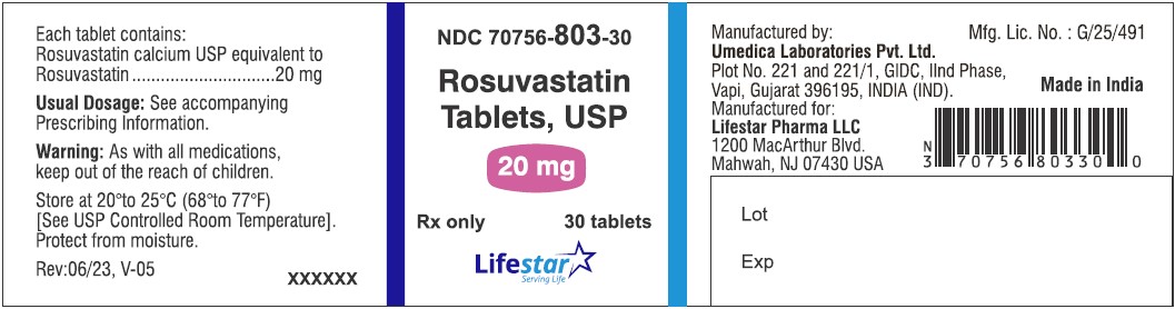Rosuvastatin-20 mg-30s Bottle Label