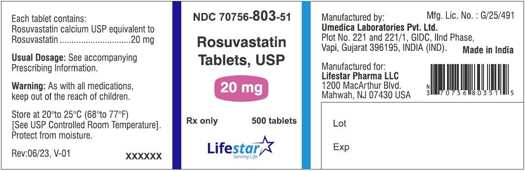 Rosuvastatin-20 mg-500s Bottle Label