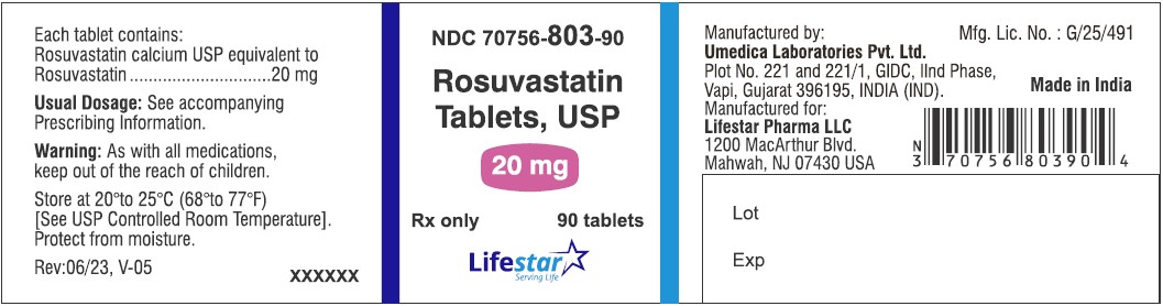 Rosuvastatin-20 mg-90s Bottle Label