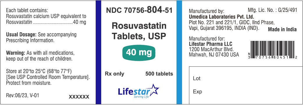 Rosuvastatin-40 mg-500s Bottle Label