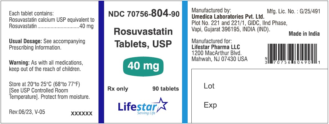 Rosuvastatin-40 mg-90s Bottle Label