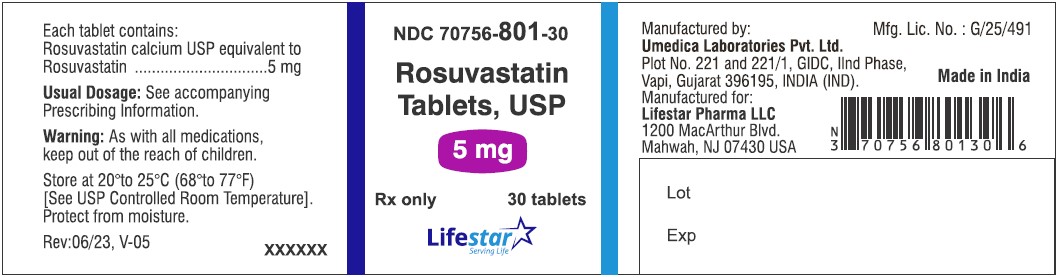 Rosuvastatin-5 mg-30s Bottle Label