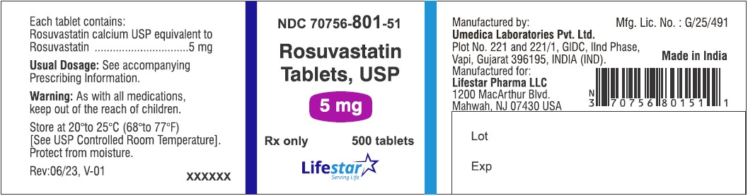 Rosuvastatin-5 mg-500s Bottle Label