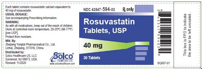 Rosuvastatin Tablets 40 mg Bottle Label