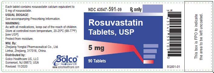 Rosuvastatin Tablets 5 mg Bottle Label