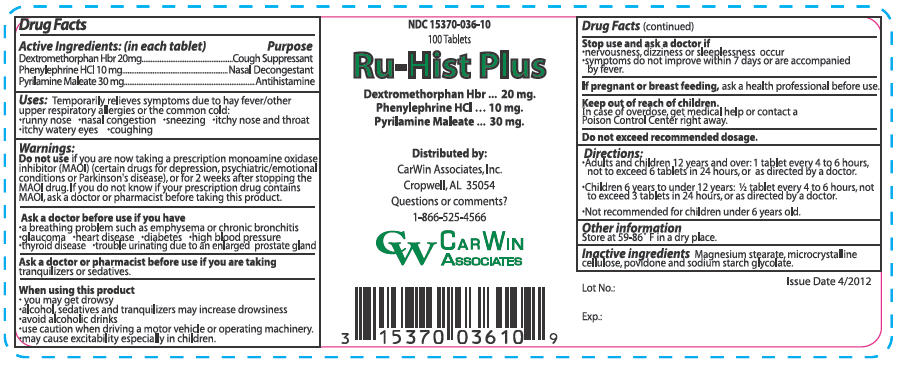 Ru-hist Plus | Pyrilamine Maleate, Phenylephrine Hydrochloride, And Dextromethorphan Tablet Breastfeeding