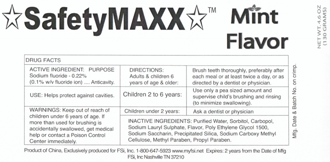 Safetymaxx Mint Flavor | Sodium Fluoride Gel, Dentifrice Breastfeeding