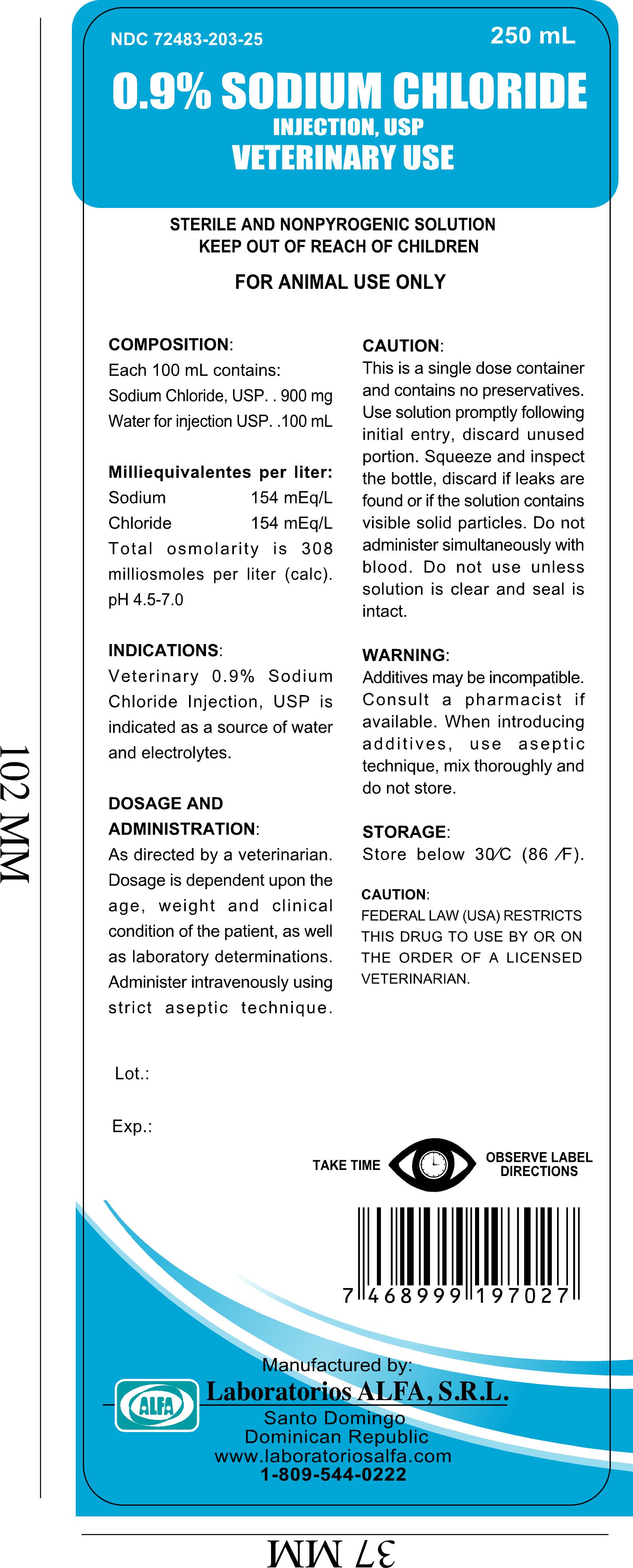 Veterinary 0.9% Sodium Chloride Injection (250mL)