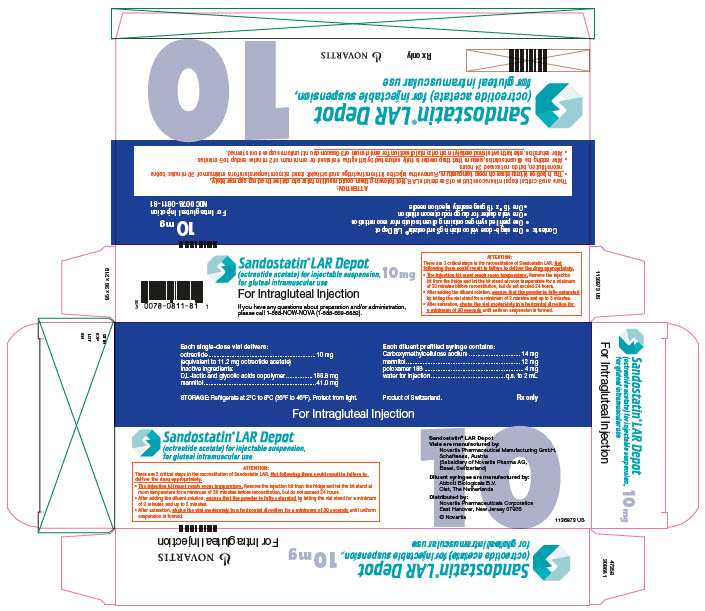 PRINCIPAL DISPLAY PANEL
							NDC 0078-0811-81
							Sandostatin® LAR Depot
							(octreotide acetate) for injectable suspension, for gluteal intramuscular use
							10 mg
							For Intragluteal Injection
							Rx only
							NOVARTIS