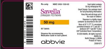 PRINCIPAL DISPLAY PANEL
Rx Only   
NDC 0456-1550-60
Savella®
(milnacipran HCI) Tablets
50 mg
60 Tablets
Dispense the accompanying Medication
Guide to each patient.
abbvie
