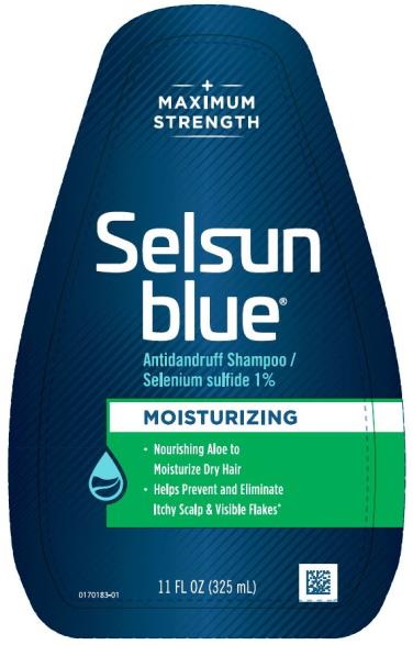 PRINCIPAL DISPLAY PANEL
+
MAXIMUM
STRENGTH
Selsun
blue®
Antidandruff Shampoo/
Selenium sulfide 1%
MOISTURIZING
11 FL OZ (325 mL)
