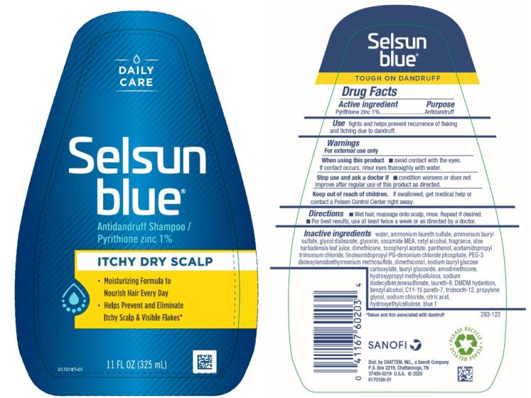 DAILY CARE
Selsun 
blue®
Antidandruff Shampoo / 
Pyrithione zinc 1 %
ITCHY DRY SCALP
11 FL OZ (325 mL)
