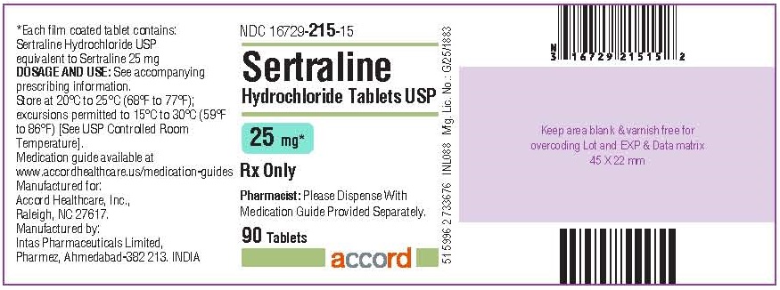 PRINCIPAL DISPLAY PANEL - Sertraline Hydrochloride Tablets USP 25 mg - 90 Tablets Label