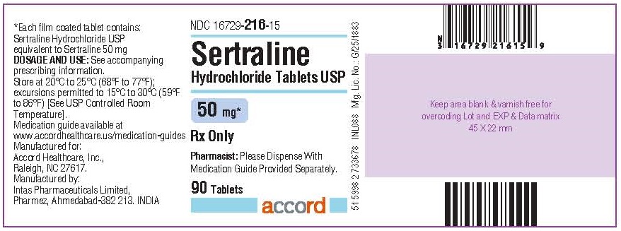 PRINCIPAL DISPLAY PANEL - Sertraline Hydrochloride Tablets USP 50 mg - 90 Tablets Label