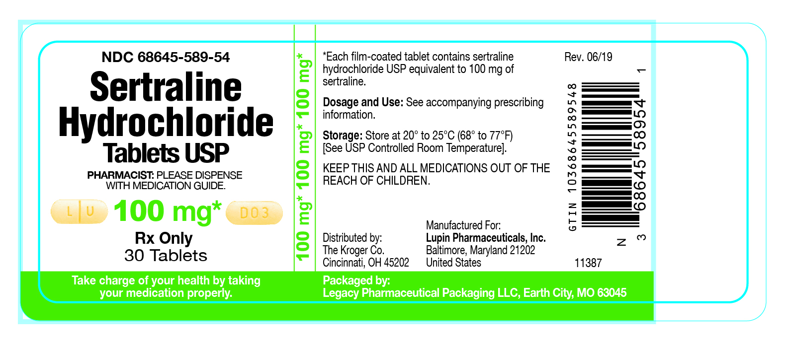 Sertraline Tablets USP, 100 mg