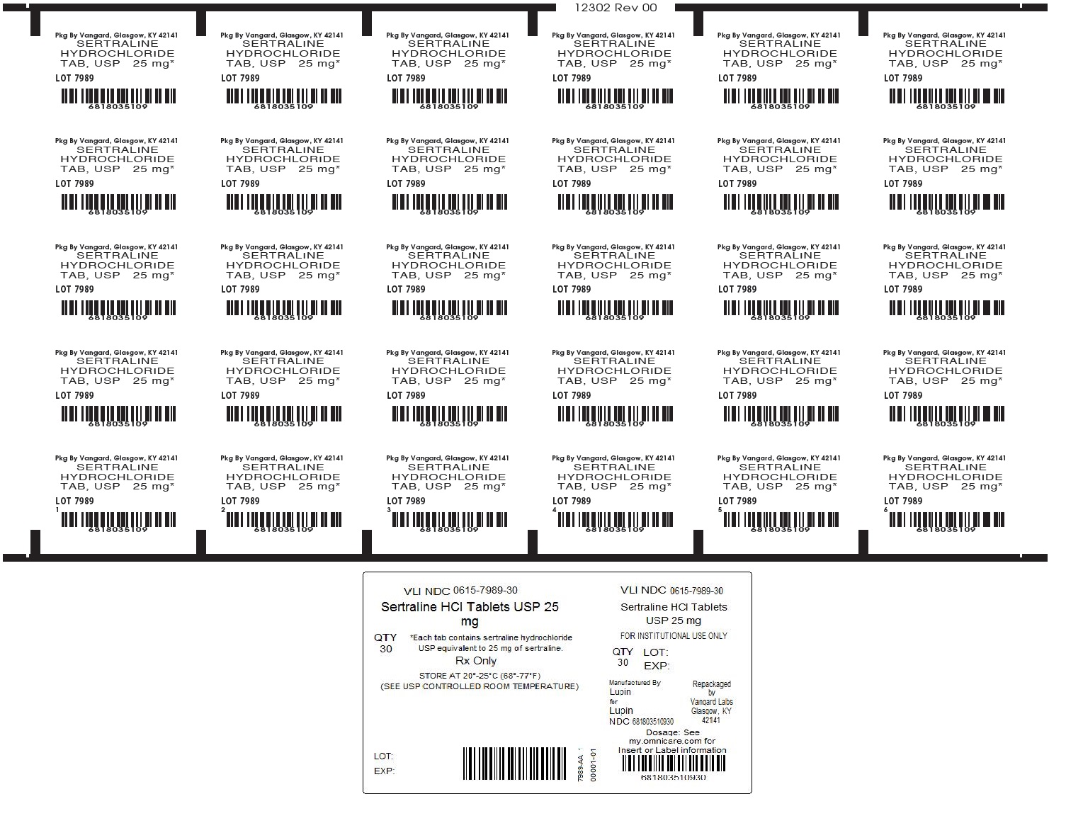 Sertraline 25mg Tabs Unit dose box label