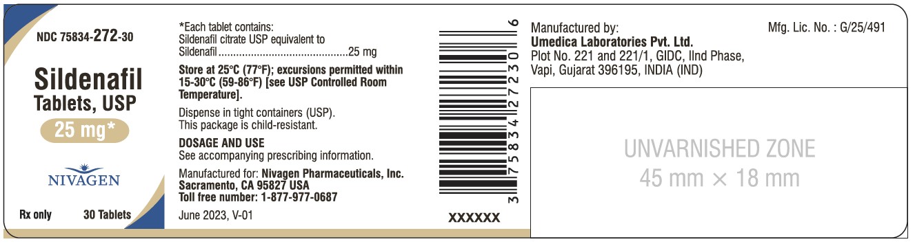 Sildenafil Citrate Tablets 25 mg - NDC 75834-272-30 - 30 Tablets Label