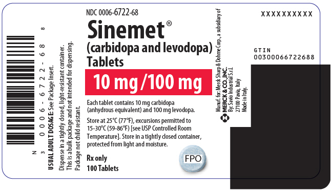 PRINCIPAL DISPLAY PANEL - 10 mg/100 mg Tablet Bottle Label - 6722-68