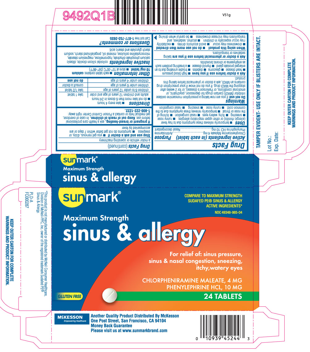 Sunmark maximum strength sinus and allergy tablets