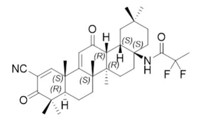 The chemical structure is: SKYCLARYS contains omaveloxolone in immediate release capsules for oral administration available in a 50 mg strength. The chemical name of omaveloxolone is N-(2-cyano-3,12-d