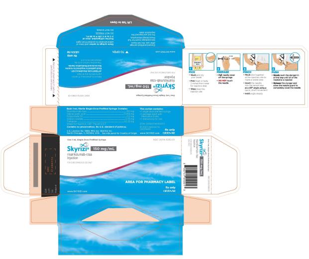 NDC 0074-1050-01
One 1 mL Single-Dose Prefilled Syringe
Skyrizi® 150 mg/mL
risankizumab-rzaa 
injection 
FOR SUBCUTANEOUS USE ONLY
Return to pharmacy if carton perforations are broken.
This entire carton is dispensed as a unit.
AREA FOR PHARMACY LABEL
www.SKYRIZI.com
Rx only
Abbvie
