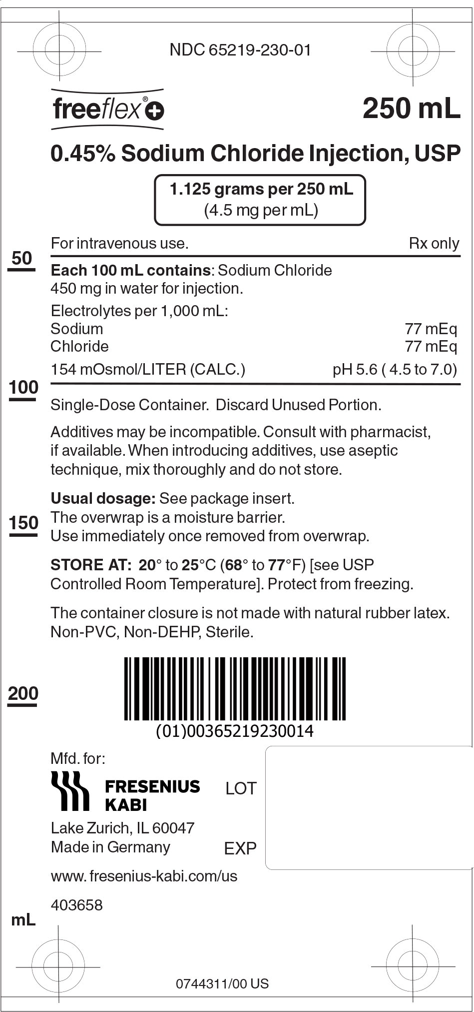 PACKAGE LABEL - PRINCIPAL DISPLAY – 0.45% Sodium Chloride 250 mL Bag Label
