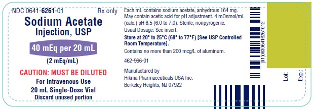 Sodium Acetate 20 mL Vial label