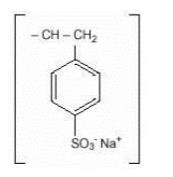 The structural formula of Sodium polystyrene sulfonate.
