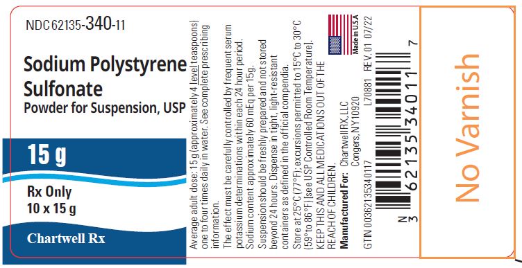 Sodium polystyrene sulfonate, USP  15 g - NDC 62135-340-62 - 10s Box Label