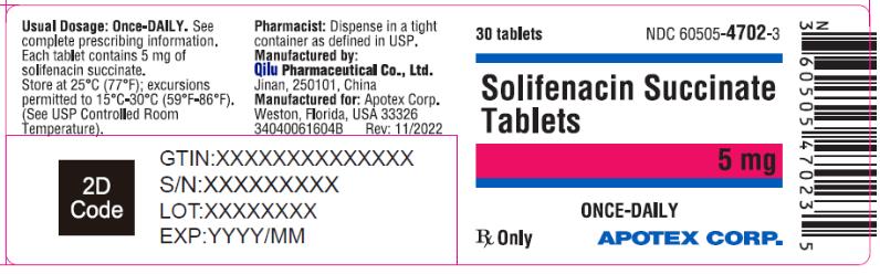 VESIcare (solifenacin succinate) tablets 5 mg front label