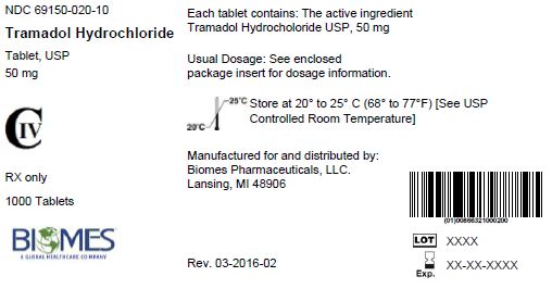 Principal Display Panel -tramadol Hydrochloride tablets USP, 50 mg - 100 pack