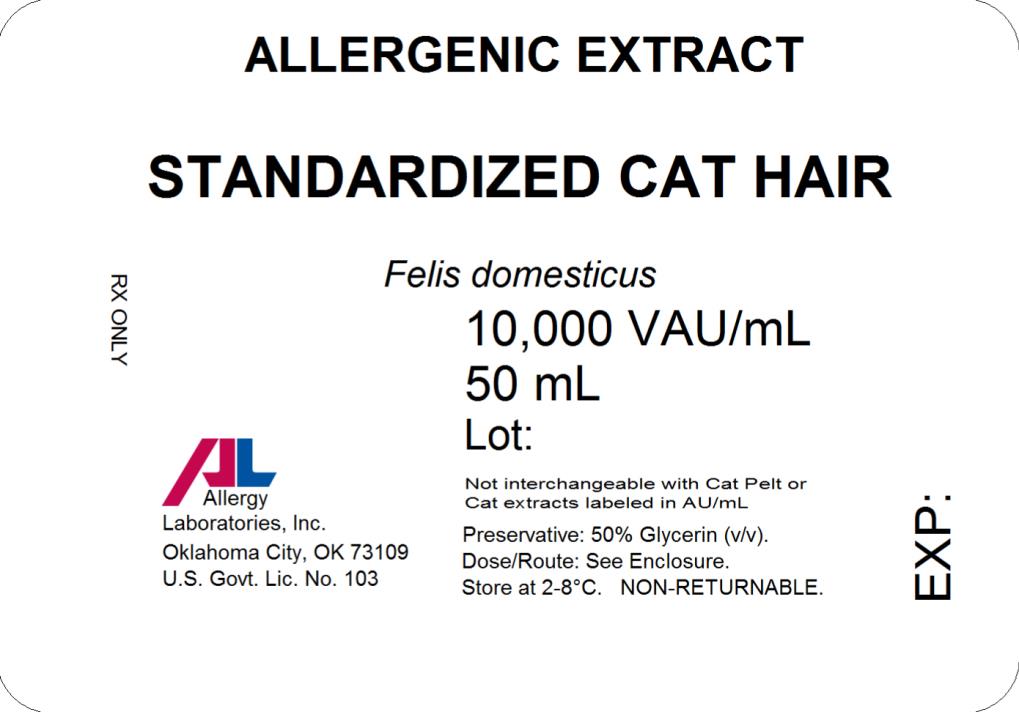 PRINCIPAL DISPLAY PANEL
ALLERGENIC EXTRACT
STANDARDIZED CAT HAIR
Felis domesticus
10,000 BAU/mL
50 mL
RX ONLY
