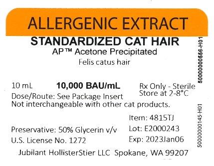Standardized AP Cat Hair 10 mL, 10,000 BAU//mL Vial Label