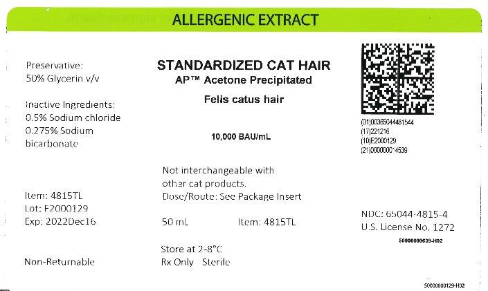 Standardized AP Cat Hair 50 mL, 10,000 BAU/mL Carton Label