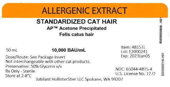 Standardized AP Cat Hair 50 mL, 10,000 BAU/mL Vial Label