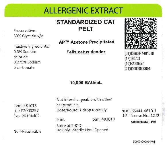 Standardized AP Cat Pelt 5 mL, 10,000 BAU/mL Carton Label
