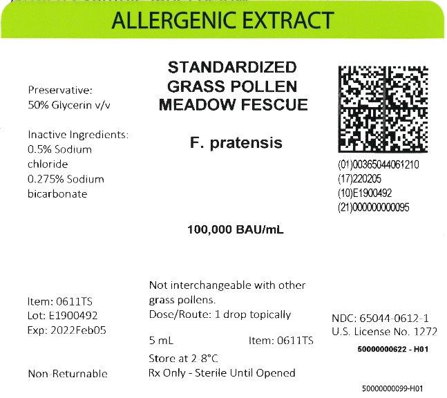 Standardized Grass Pollen, Meadow Fescue 5 mL, 100,000 BAU/mL Carton Label