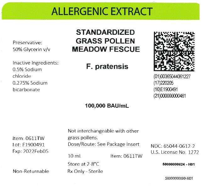 Standardized Grass Pollen, Meadow Fescue 10 mL, 100,000 BAU/mL Carton Label