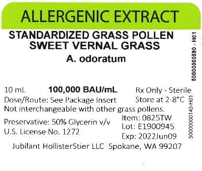 Standardized Grass Pollen, Sweet Vernal Grass 10 mL, 100,000 BAU/mL Vial Label