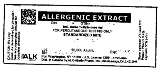 ALLERGENIC EXTRACT
FOR PERCUTANEOUS TESTING ONLY
STANDARDIZED MITE
10,000 AU/mL
